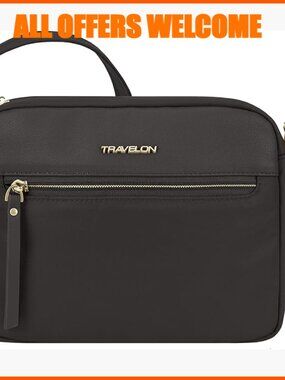 Anti-Theft Crossbody Bag with Vegan Leather and Nylon, Adjustable Strap